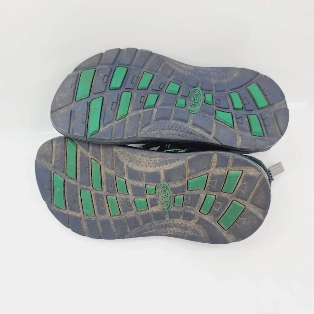 Chaco Girl Green Black Z1 Braided Cross Strap Casual Trekking Sandal Size 2‎